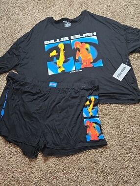 Billie Eilish True Blue Womens 3X Plus Size Sleep Shirt Shorts Set Lash Music